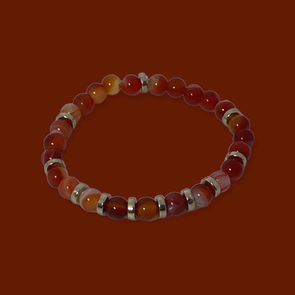 NWT Wool + Pepper Co. Zodiac + Gemstone - Cancer + Carnelian Bracelet (Gold) 6mm - Picture 3 of 7